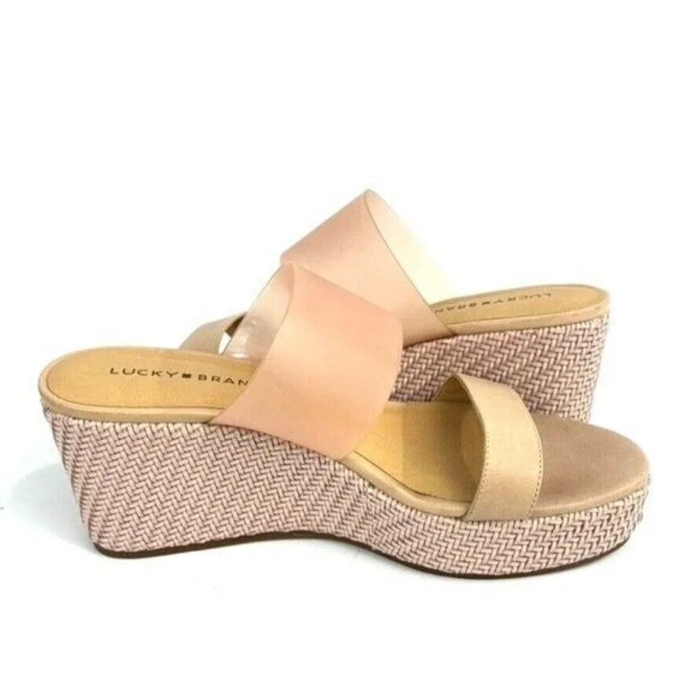 Lucky Brand Brindia Pink Rose Slip On Platform Wedge Shoes Size 10 Boho